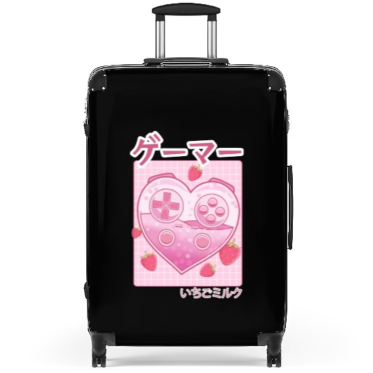 Video Gamer Japanese Kawaii Strawberry Milk Anime Suitcases