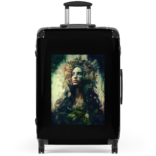 Nature Goddess - Woodland Witchy Forest Greenwoman Suitcases