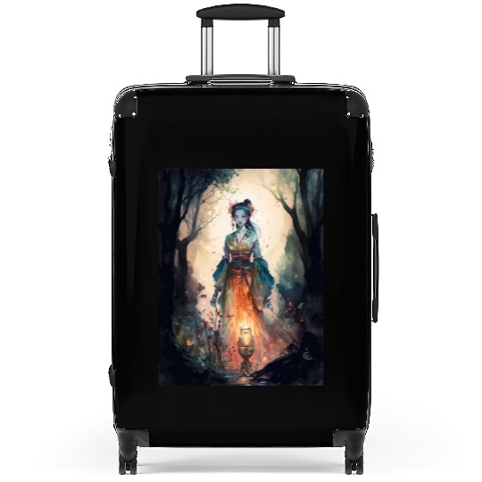 Asian Nature Goddess - Dark Woodland Witchy Forest Suitcases