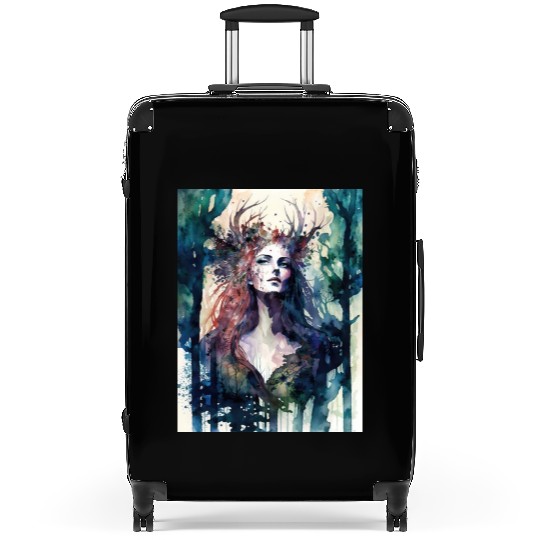 Nature Goddess - Woodland Witchy Forest Greenwoman Suitcases
