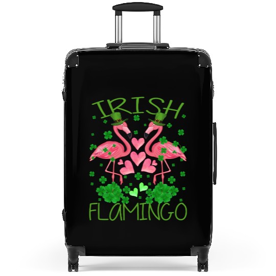 Irish Flamingo St Patrick's Day Suitcases