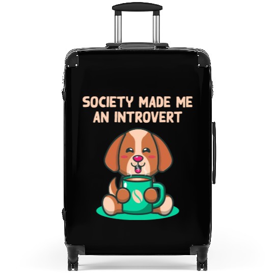 Handcrafted by Society Introvert Sayings Antisocia Suitcases