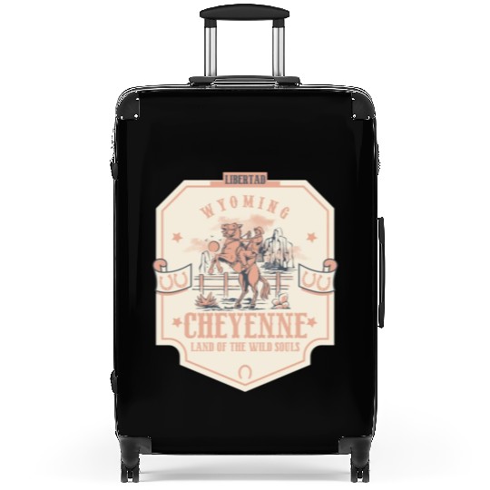 cheyenne wyoming wild west town Suitcases