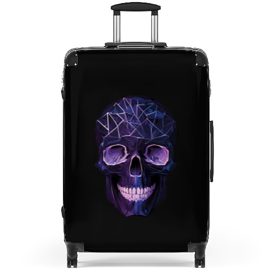 Purple Violet Geometric Design Skull Suitcases