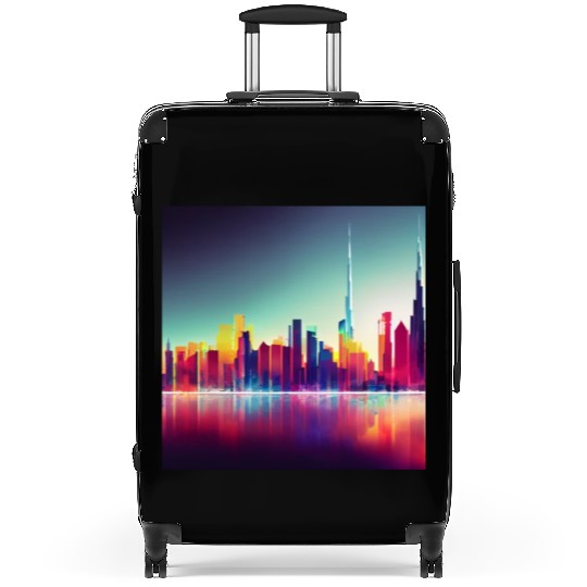 Dubai silhouette skyline abstract art Suitcases