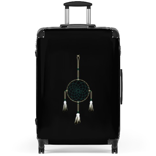 native american dreamcatcher green Suitcases