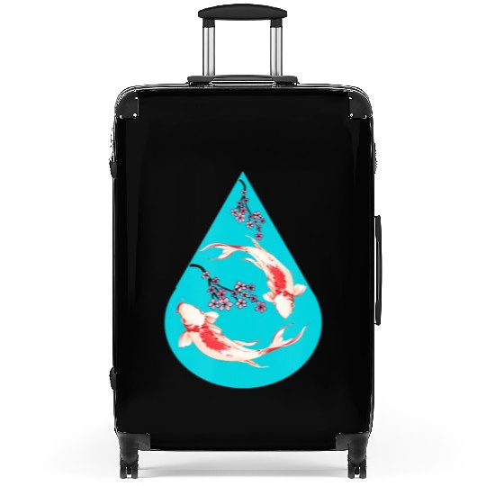 Serenity Koi Fish Raindrop Cheri Blossom Zen Suitcases