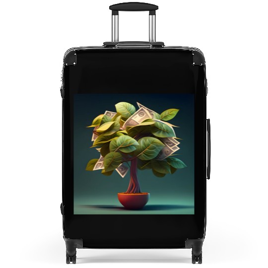 Plant in Flower Pot Money Tree - 3D Digital Art Suitcases