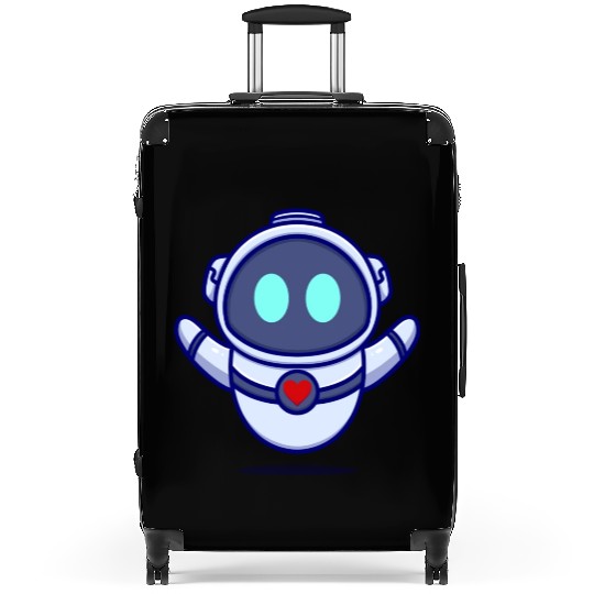 Cute robot cartoon icon illustration gifts Suitcases