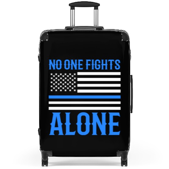 No One Fights Alone Thin Blue Line Police Suitcases