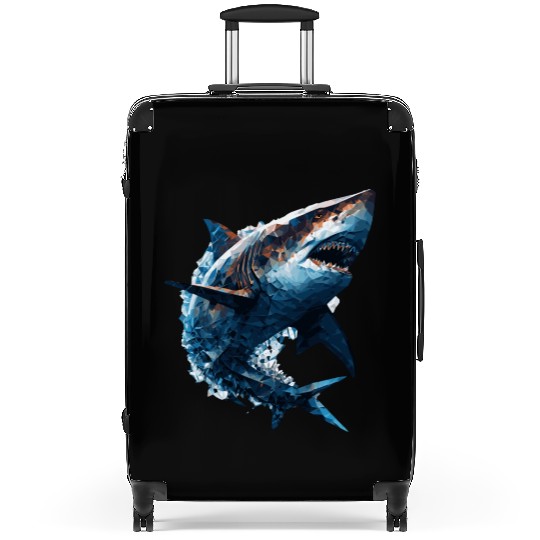 Geometric Shark Head Abstract Polygonal Wild Anima Suitcases