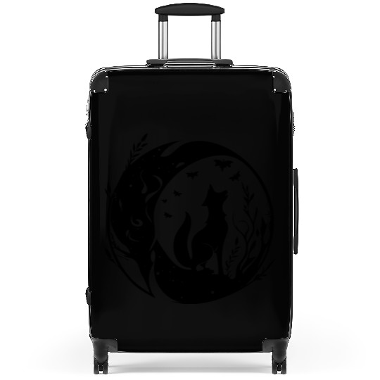 Pretty Cute Tattoo Style Fox In The Moon Suitcases