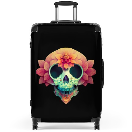Floral Skull Candy Suitcases