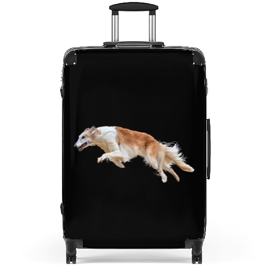 Running White and Tan Borzoi Dog Suitcases