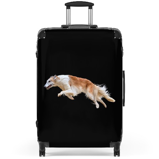 Running White and Tan Borzoi Dog Suitcases
