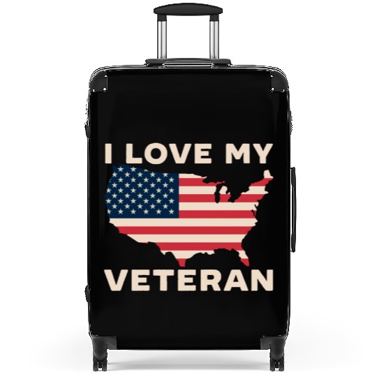 I Love My Veteran USA Flag American Memorial Day Suitcases