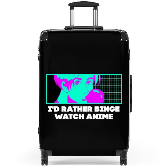 Id Rather Binge Watch Anime Kawaii Japanese Cute J Suitcases