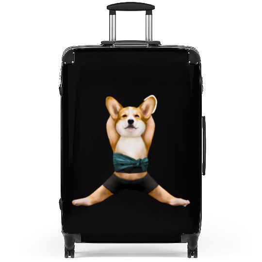 Corgi dog in yoga pose Suitcases