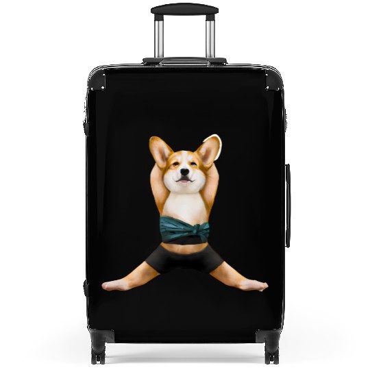 Corgi dog in yoga pose Suitcases