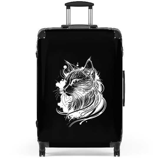 Cute Space Cat In Tattoo Style Suitcases