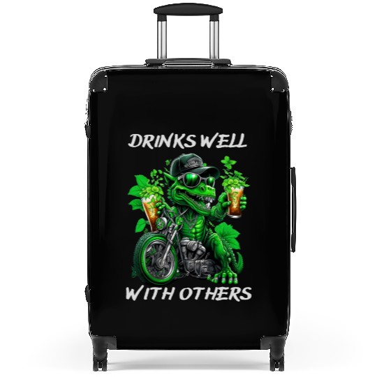 Drinks well with others st patrick's day Dinosaur Suitcases