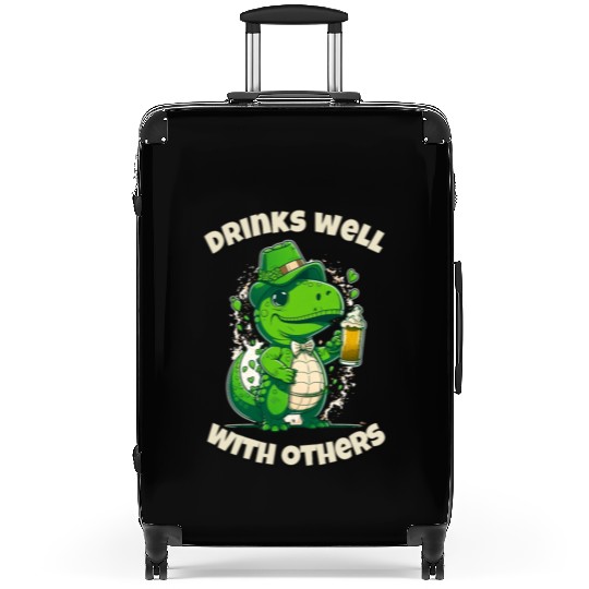 Drinks well with others st patrick's day Dinosaur Suitcases