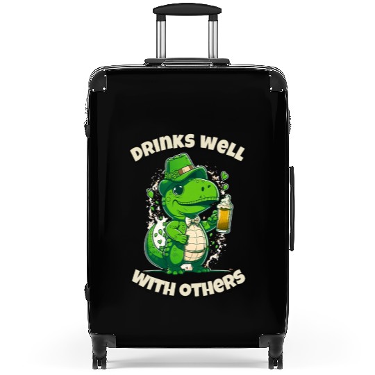 Drinks well with others st patrick's day Dinosaur Suitcases