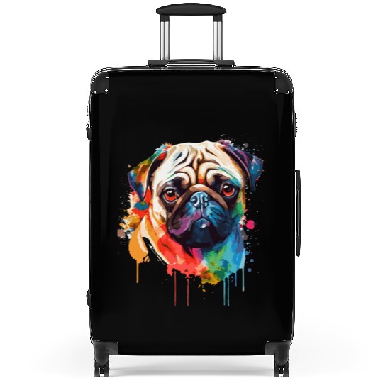 Watercolor Pug Colorful Pet Pugs Dog Lover Suitcases