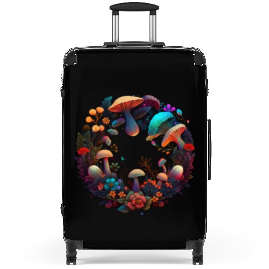 psychedelic art trippy patterns mushroom Suitcases