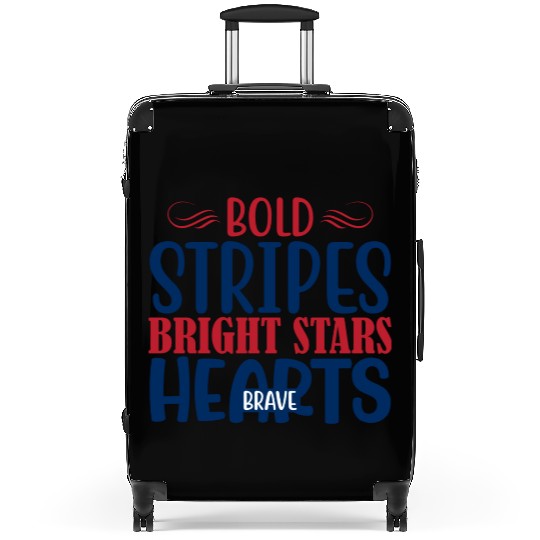 bold stripes bright stars hearts brave Suitcases