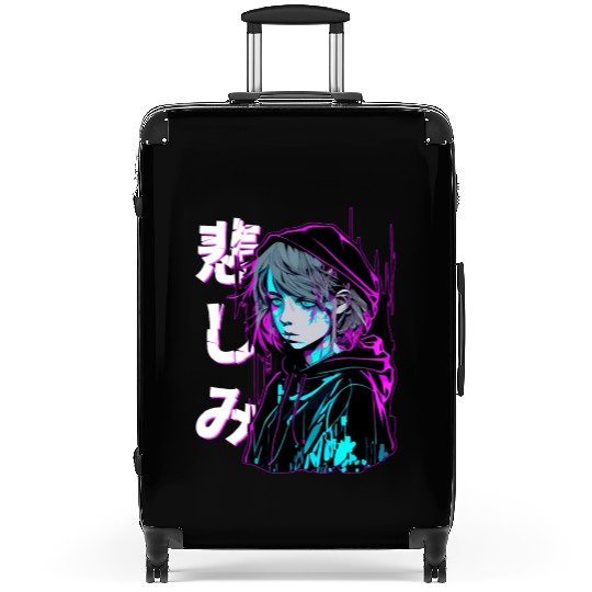 Sad Emo Anime Japanese Aesthetic Vaporwave Suitcases