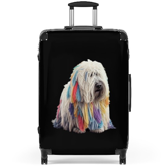 Colorful komondor dog cute doggy Neon breed colore Suitcases