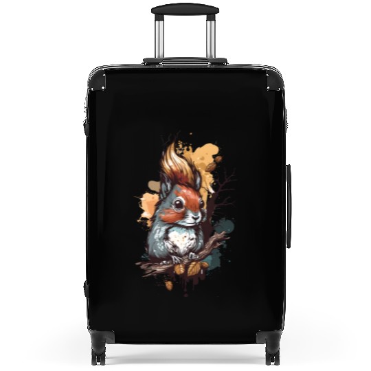 Cute squirrel portrait design painting Suitcases