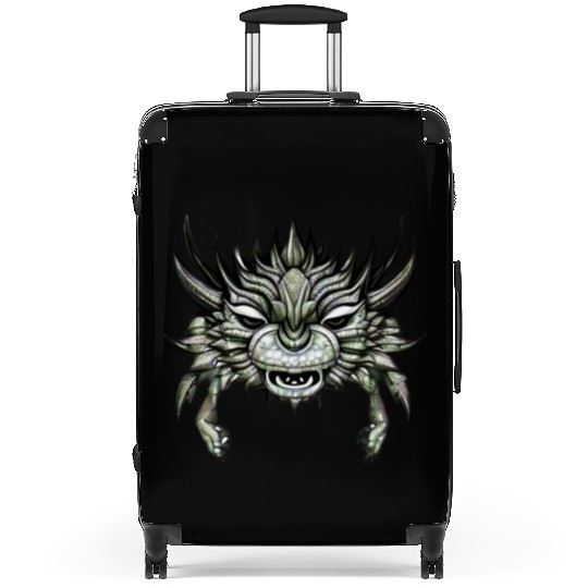 crab dragon green Suitcases