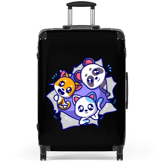 cute animal cartoon icon illustration Suitcases