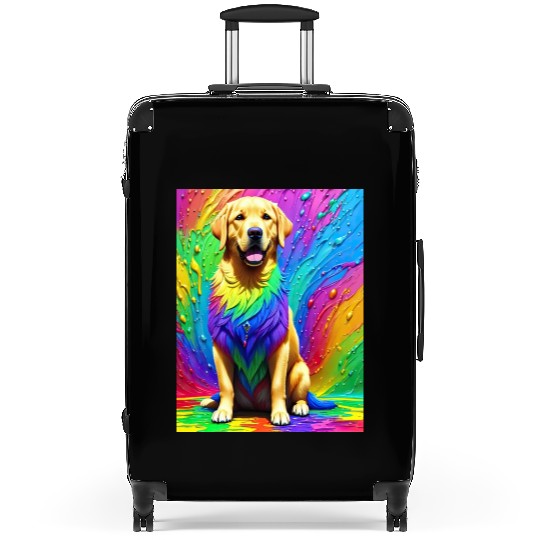 Labrador Retriever with rainbow splashes of colors Suitcases