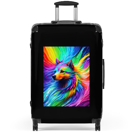 Labrador Retriever with rainbow splashes of colors Suitcases