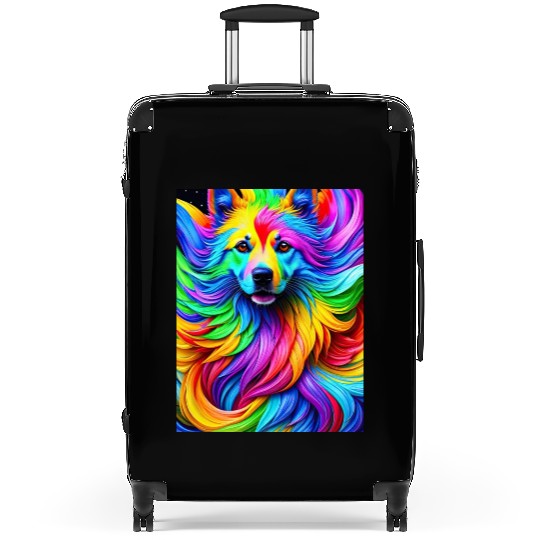 Labrador Retriever with rainbow splashes of colors Suitcases