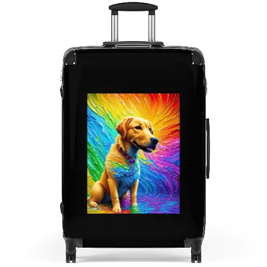 Labrador Retriever with rainbow splashes of colors Suitcases
