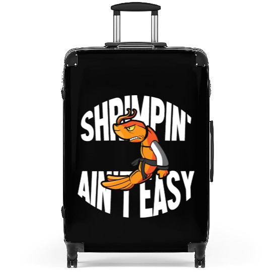 Funny Jiu Jitsu Shrimp Pun Shrimpin Aint Easy Suitcases