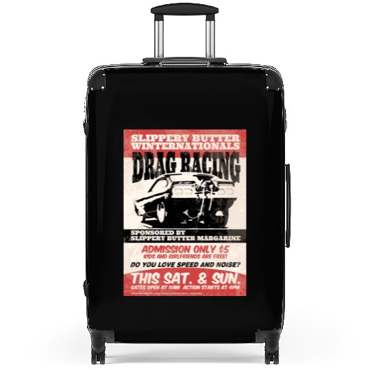 Vintage Hot Rod Classic Drag Racing Poster Suitcases