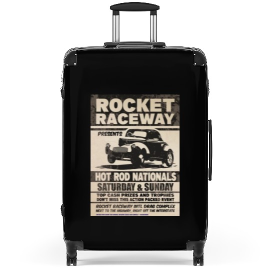 Vintage Hot Rod Classic Drag Racing Poster Suitcases