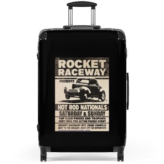 Vintage Hot Rod Classic Drag Racing Poster Suitcases