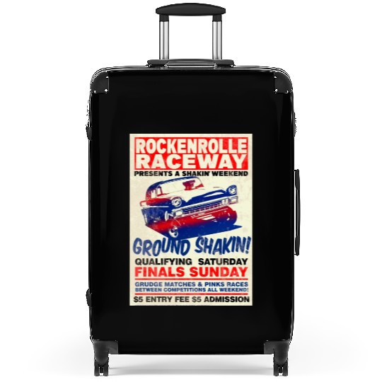 Vintage Hot Rod Classic Drag Racing Poster Suitcases