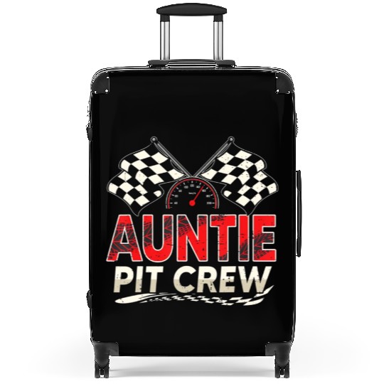 Funny Auntie Pit Crew Race Car Lover Racing Famil Suitcases
