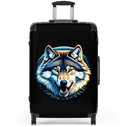A fierce wolf howling at the moon Suitcases