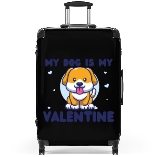 my dog is my valentine for dog lover Suitcases