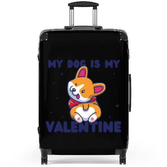 my dog is my valentine for dog lover Suitcases