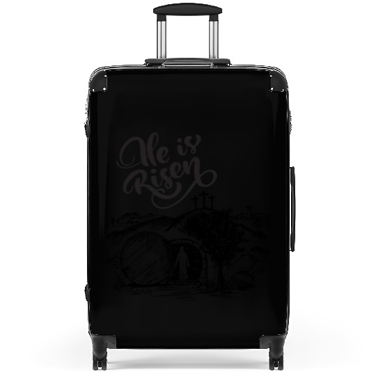 He Is Risen - Black Drawing HD Suitcases
