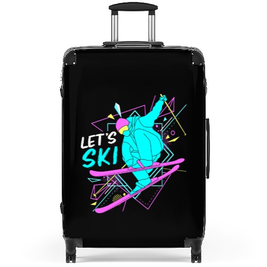 Retro 80s Skiing Lover Lets Ski Suitcases